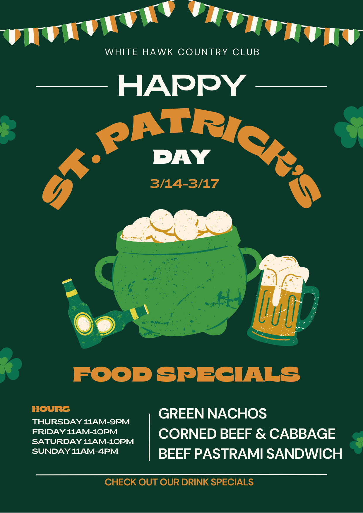 WHCC St. Patrick's Day Specials 2024